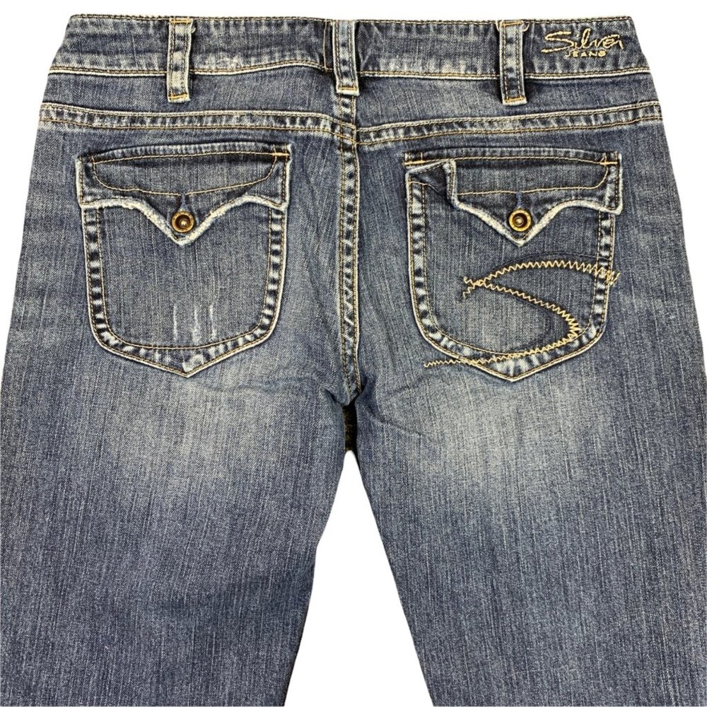 Silver Jeans Pioneer Distressed Boot Cut Denim Blue Jeans Size W31/L33 EUC - Picture 5 of 12